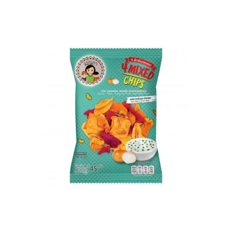 4 Mixed Chips mit Sour Cream & Onion Geschmack von Mae Napa 45 g