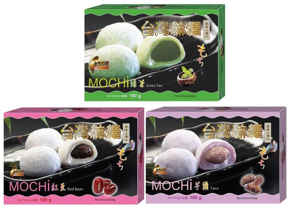 MOCHI SELECTION 3 Sorten Klebreiskuchen Grüner-Tee- | Rote Bohnen- | Taro-Geschmack | je 180 g
