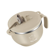 Dewocke 1000 ml Double Layer Ramen Bowl with Lid and Handle, Large Microwave Pasta Bowl, Instant Pasta Bowl, Stainless Steel, Soup Bowl for Pasta, Salad, Soup - Beige