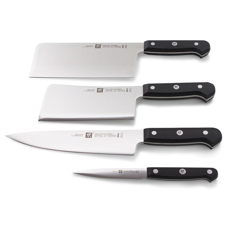 Zwilling Küchenmesser + Knochenschneidemesser + Kochmesser + Obstmesser + Messerhalter 5-teiliges Set Made in Germany