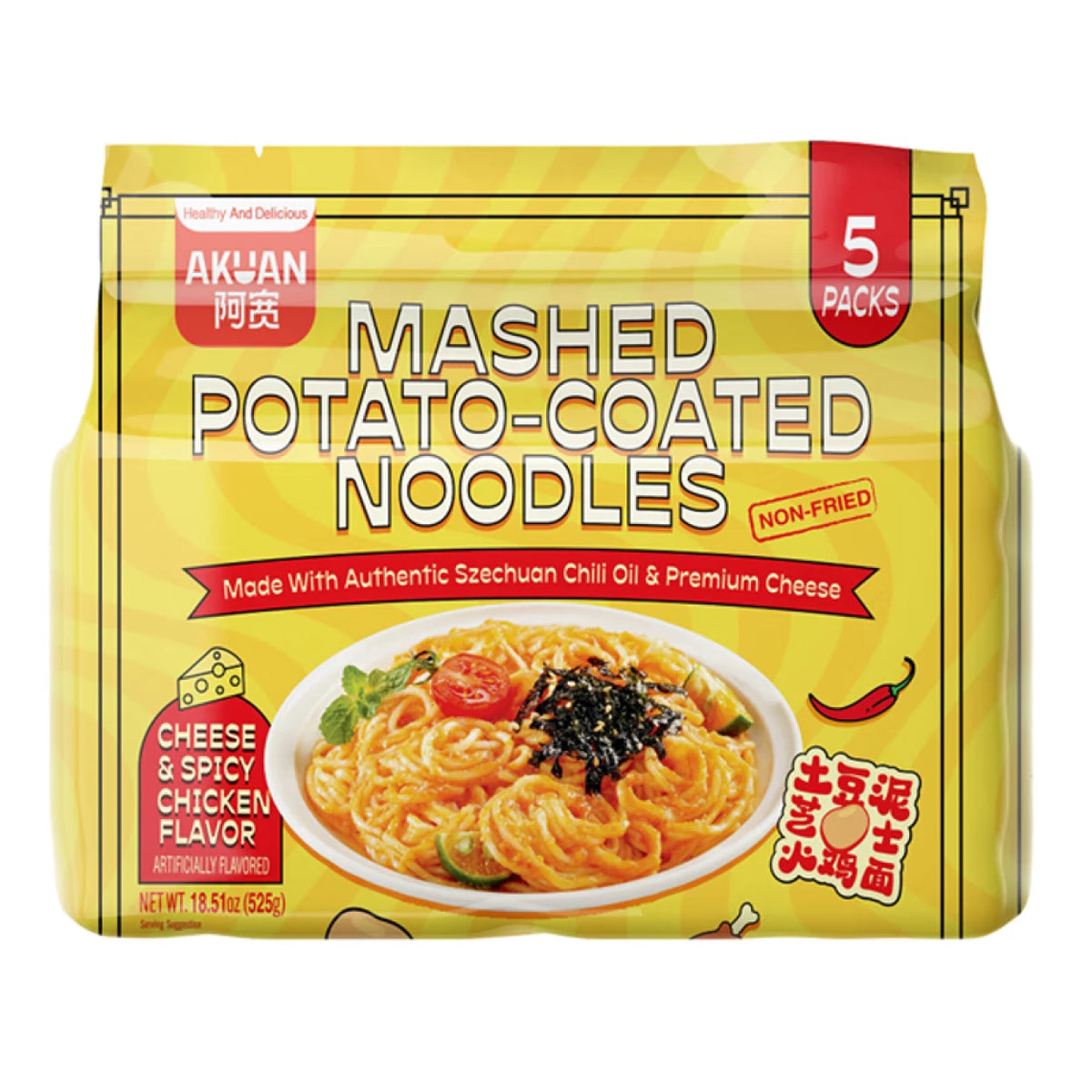Baijia Mashed Potato Noodles- Cheese & Spicy Chicken Flavor 585g