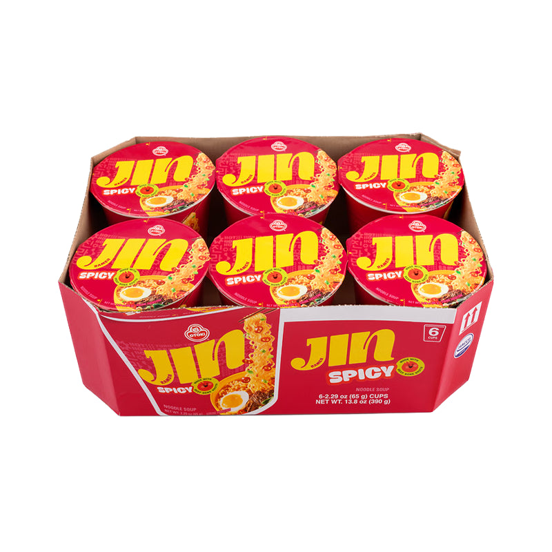 OTTOGI Jin Ramen Cup - Scharf Instant Nudelsuppe im Becher - Scharf  6 x 65g