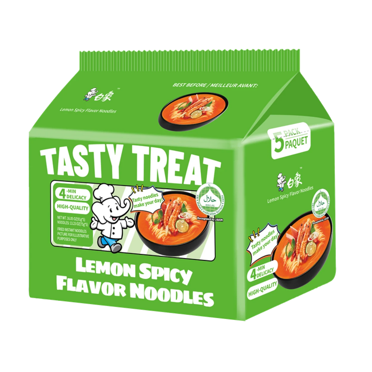 5er-Pack BaiXiang Instant Noodles, würziger Zitronengeschmack 88 g x 5