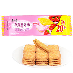 KangShiFu Süße, knusprige Sandwichkekse mit Erdbeer-Joghurt-Geschmack, 80 g