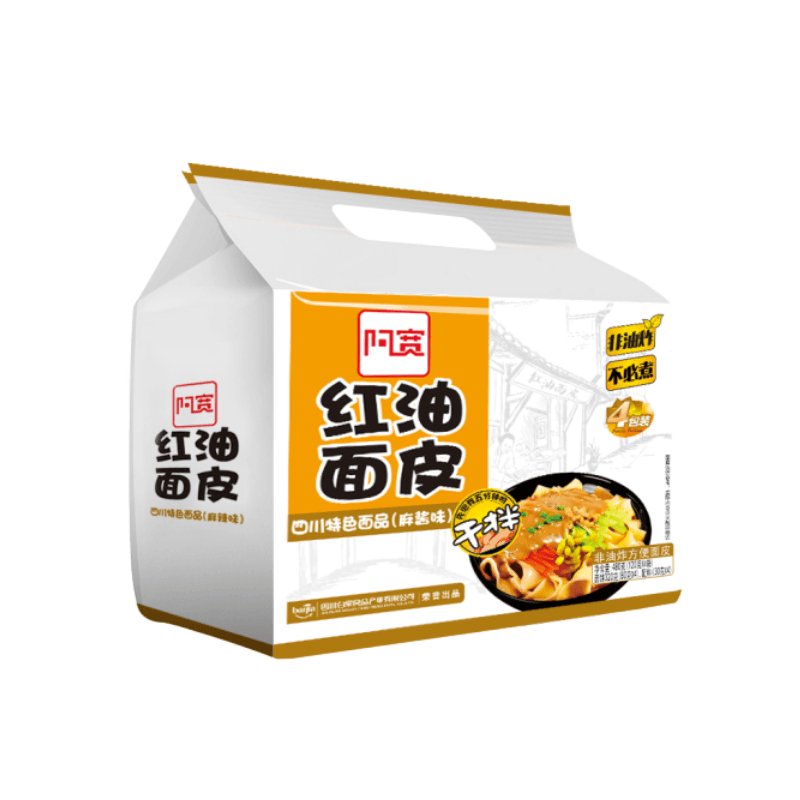 4er-Pack Baijia Instant breite Nudeln mit Chiliöl u. Sesampaste 480 g （120 x 4）