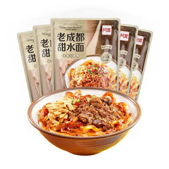 5er-Pack Baijia Chengdu Süße Nudeln, Süßer und würziger Rindfleischgeschmack 290 g x 5