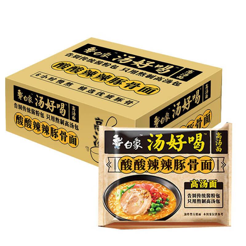 5er-Pack BaiXiang Instant Nudelsuppen, scharfer und saurer Schweineknochen Geschmack 112,5 g x 5