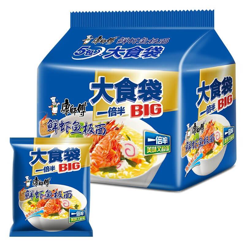 5er-Pack Mr. Kang Big Bag Instant Nudeln Garnelen und Fisch Geschmack 695 g （139 g x 5）