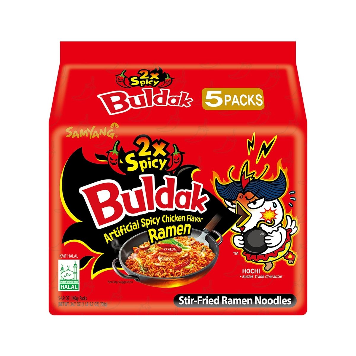 5er-Pack Samyang 2 x Scharf Hot Chicken RAMEN 140 g x 5