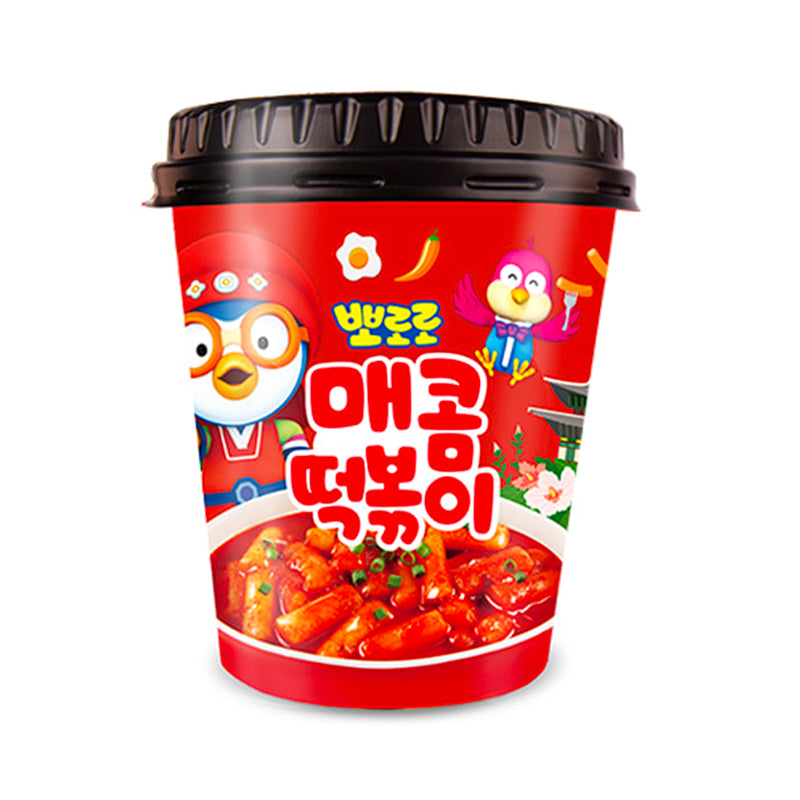 GRUNAMU Pororo Spicy Tteokbbokki Instant Tteokbokki-Reiskuchen im Becher - Scharf  120g