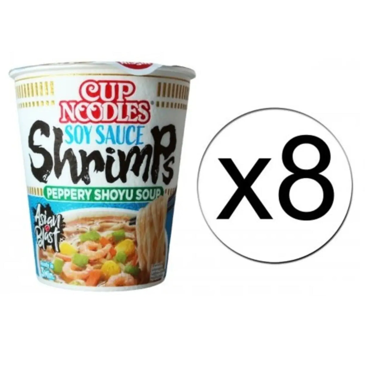 Nissin Instant Nudeln Cup Sojasauce Garnelen 8 x 63g