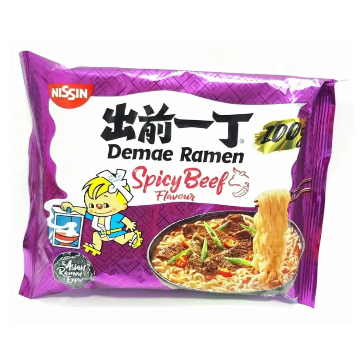 Nissin Instant Demae Ramen Nudeln Scharfes Rind, 100g