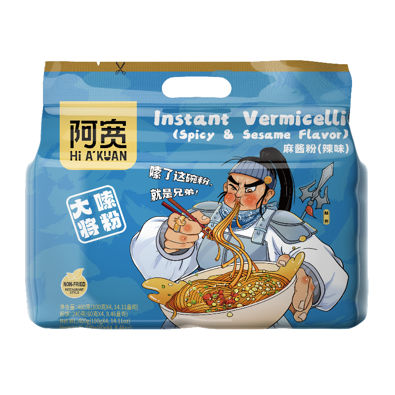 Baijia Instant Fadennudeln (würzig & Sesamgeschmack) 400g