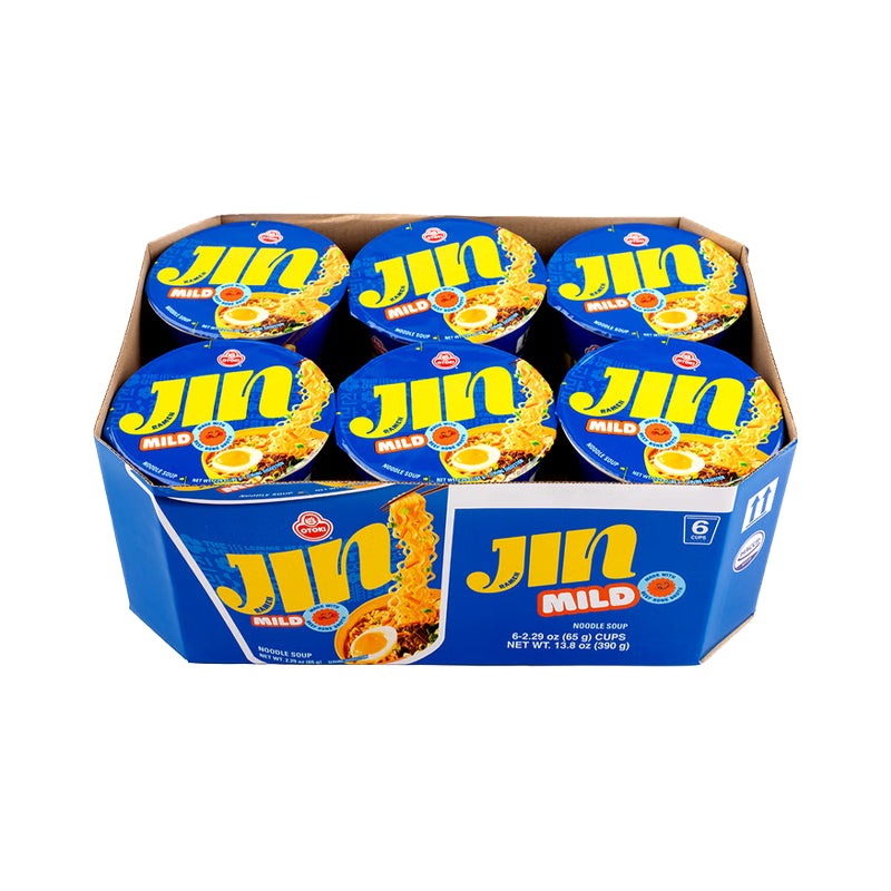 OTTOGI Jin Ramen Cup - Mild Instant Nudelsuppe im Becher - Mild 6 x 65g