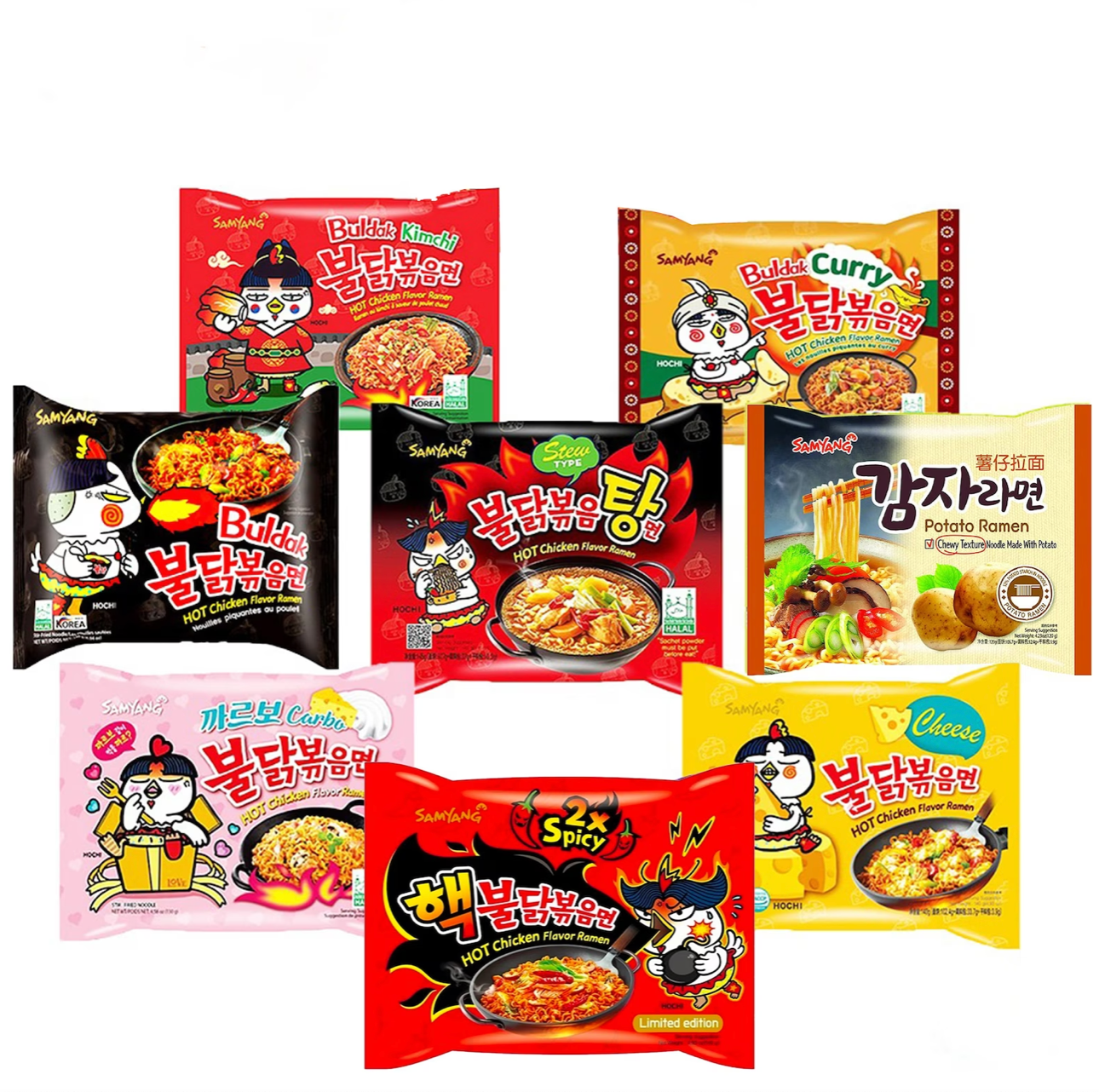 SAMYANG Buldak Hot Chicken Flavor Ramen Nodeln - Mix Box - Halal - Mixed Varieties