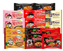 Samyang Buldak Ramen-Nudeln mit scharfem Hühnergeschmack – Mix-Box – Halal – gemischte Sorten , koreanische Nudeln