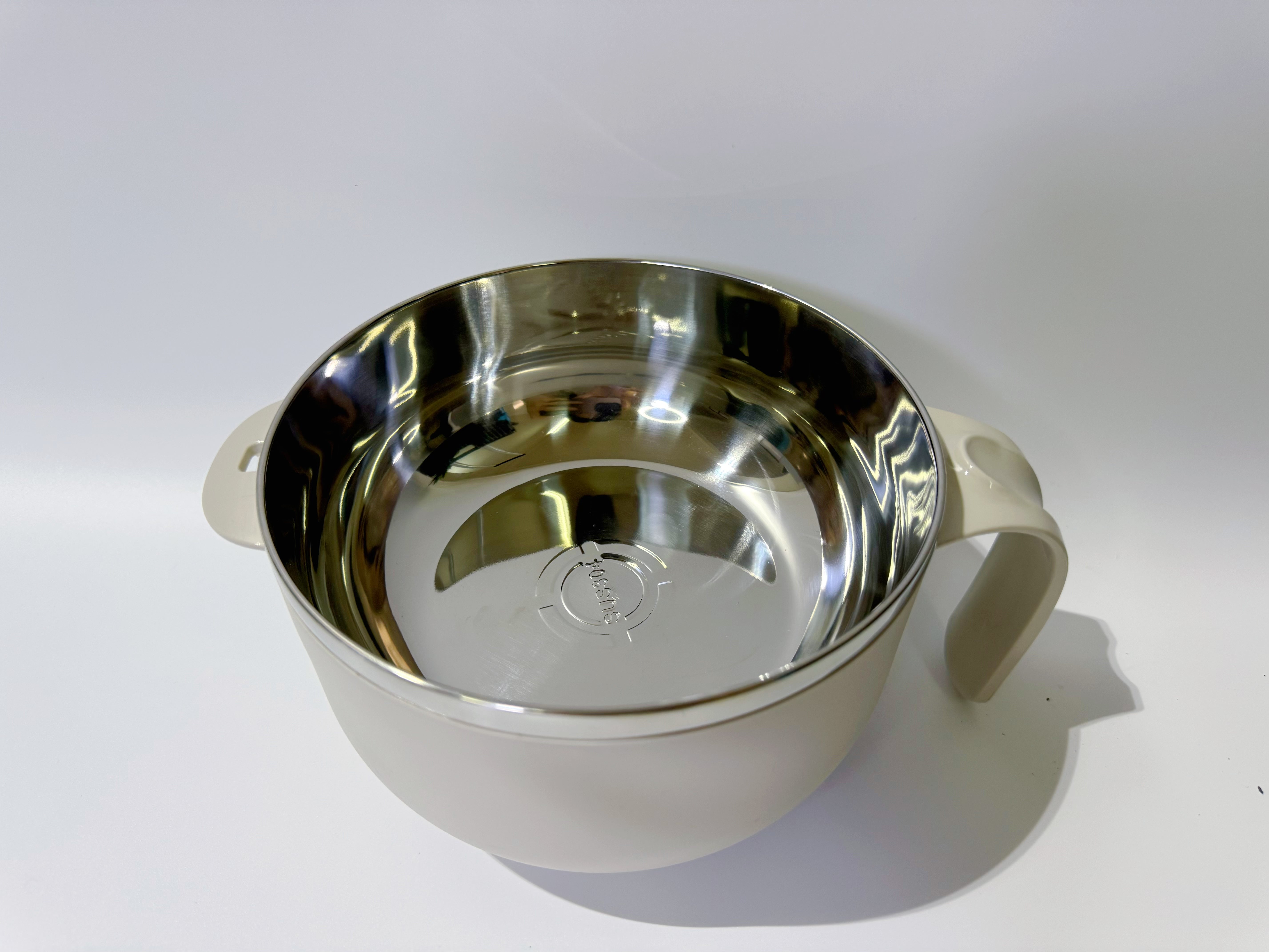 Dewocke 1000 ml Double Layer Ramen Bowl with Lid and Handle, Large Microwave Pasta Bowl, Instant Pasta Bowl, Stainless Steel, Soup Bowl for Pasta, Salad, Soup - Beige