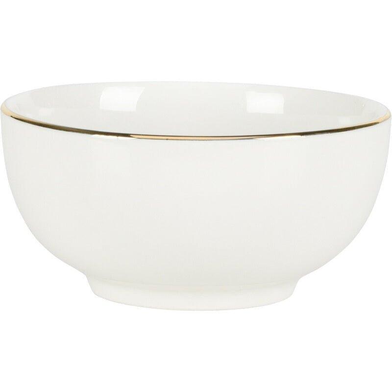 Excellent Houseware Porcelain Bowl with Gold Rim Soup Bowl White Easy for Wash Simple Style 200 ml