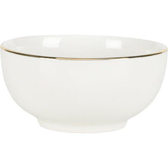 Excellent Houseware Porcelain Bowl with Gold Rim Soup Bowl White Easy for Wash Simple Style 200 ml