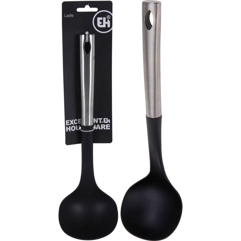 Excellent Houseware Soup Spoon Non-Stick Pan Compatible Food Grade Long Handle Stainless Steel Handle High Temperature Resistant Anti-Scald 32 x 9.5 cm