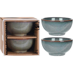 Excellent Houseware Sushi Bowl Set Round Serving Bowl Stoneware Dishes Dishwasher and Microwave Safe 320 ml x 2pcs