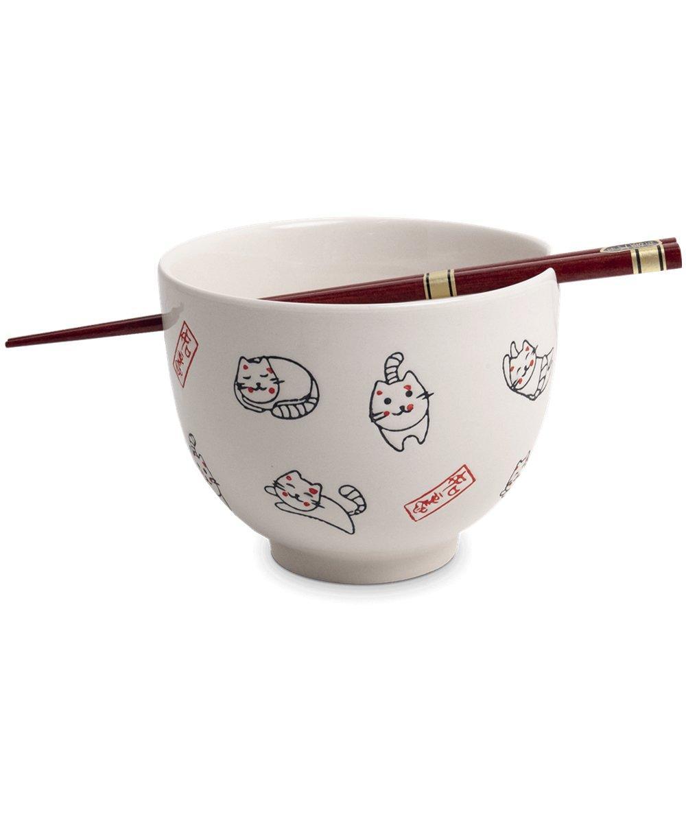 HAPPY CAT Soba Schale mit Essstäbchen 12 x 9cm