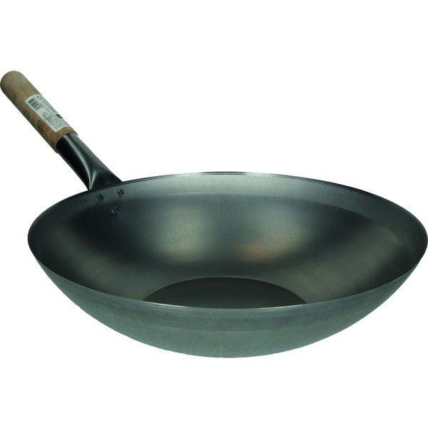 HS Wok Flachboden mit Holzgriff 33 cm