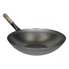 HS Wok Flachboden mit Holzgriff 38 cm