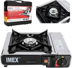 Imex Tragbarer Gaskocher 2,2 kW, Kartuschen-Gaskocher, Campingkocher inkl. Tragekoffer