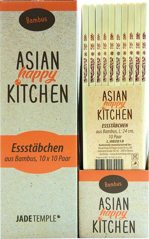 JADETEMPLE Essstäbchen Bambus 24cm 10 Paar