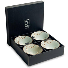 Japanese flower motif bowl sets (Hana light green) 4pcs Ø13 cm | H7 cm