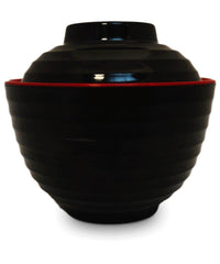 Melamin Schale für Misosuppe mit Deckel 12.3 x 6.2cm Schwarz/Rot