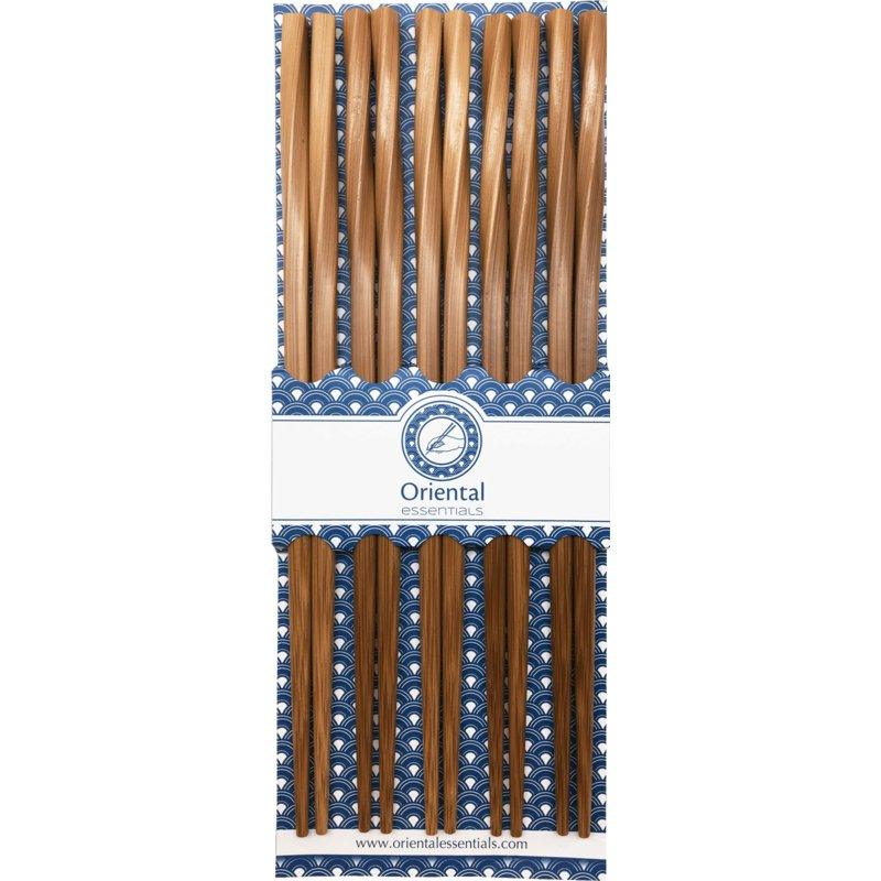 Bambus-Essstäbchen-Set, 22,5 cm, Japanisches Muster, 5-teilig, Karbonisiert, Schimmelresistent