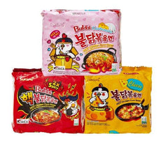 Samyang Buldak Ramen Combo | 5er Pack Hot Chicken Carbonara & 5er Pack Käse & 5er Pack 2 x Scharf