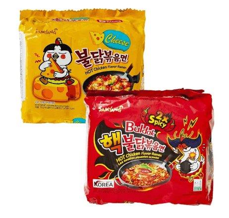 Samyang Buldak Ramen Combo | 5er Pack Hot Chicken Käse & 5er Pack 2 x Scharf