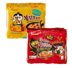Samyang Buldak Ramen Combo | 5er Pack Hot Chicken Käse & 5er Pack 2 x Scharf