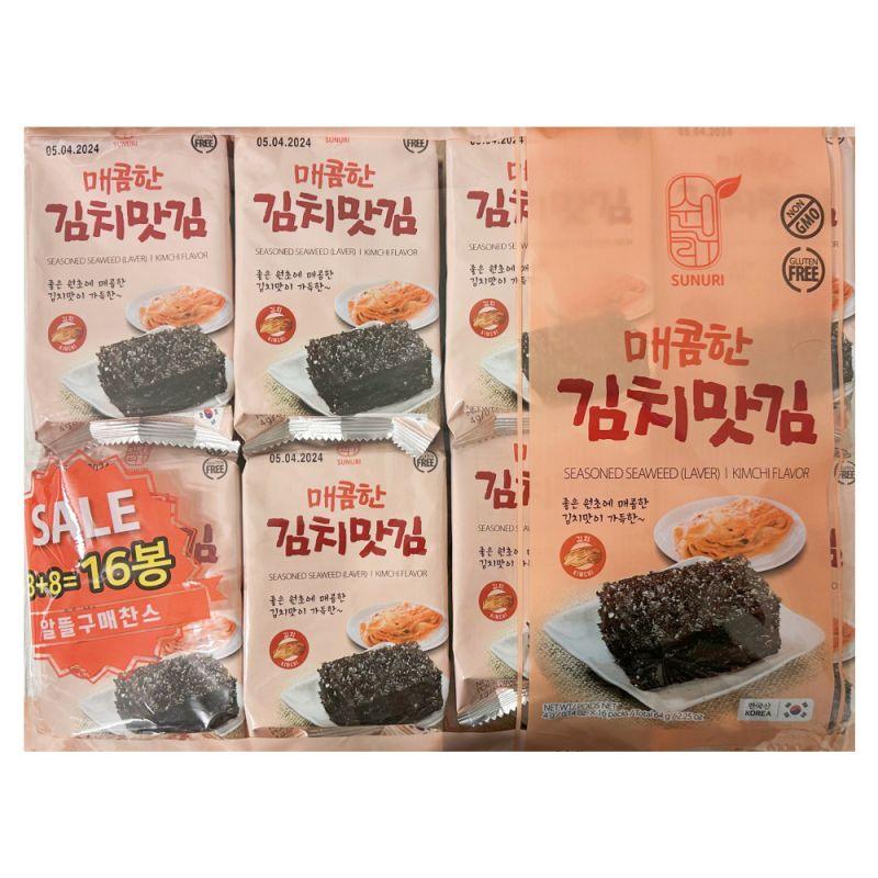 SUNURI Seetangsnack mit Kimchi Geschmack 16 x 4 g