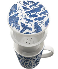 Teebecher mit Deckel & Filter 300 ml Vögel