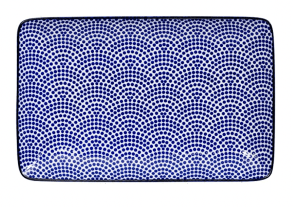 TOKYO DESIGN STUDIO Nippon Blau Teller Eckig Dots 21*13.5 cm