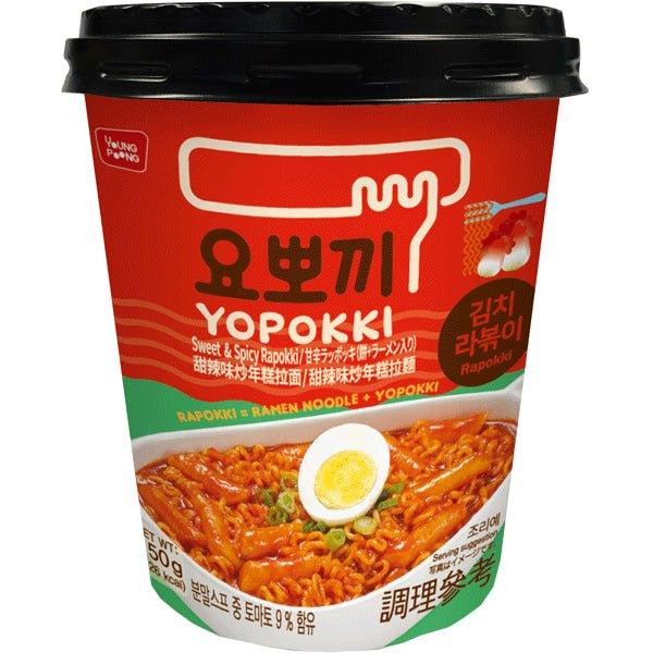Young Poong Yopokki Kimchi Rabokki Cup, Tteokbokki Topokki Reiskuchen mit Ramen-Nudel und Kimchi-Geschmack 145g
